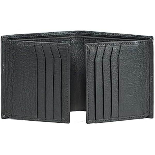 3/C FOLD WALLET BLACK ① Trifold Canvas Wallet with Clasp and Zippered Coin Pocket